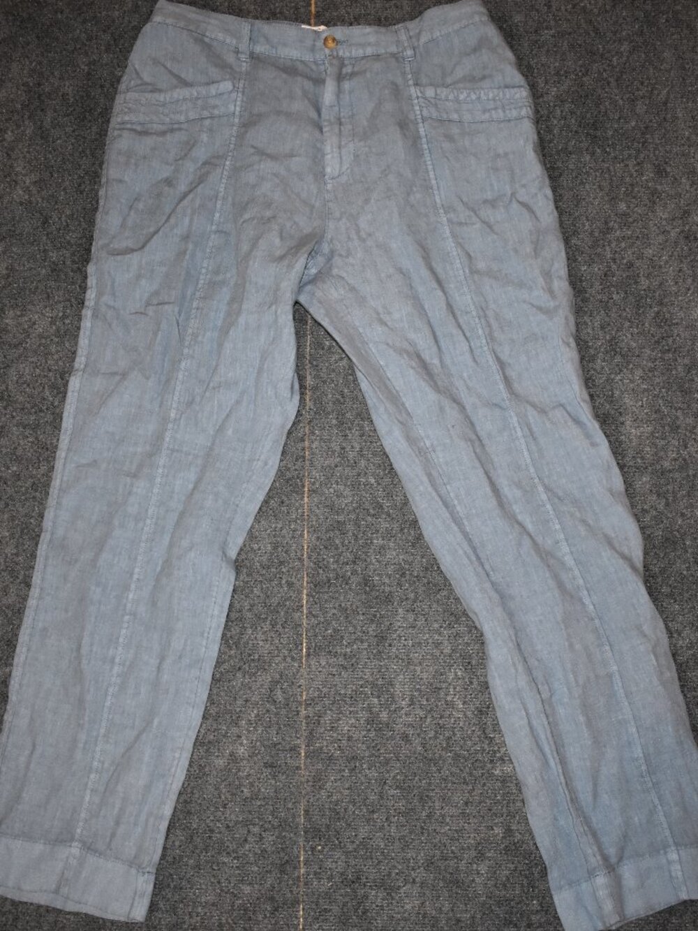 Nicole Miller New York Womens XL 100% Linen Blue Breathable Summer Pants
